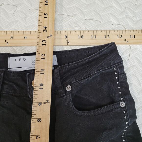 IRO Black Studded Jeans Womens Size 25 High Rise Skinny Ankle Exposed Button Fly - Picture 13 of 14
